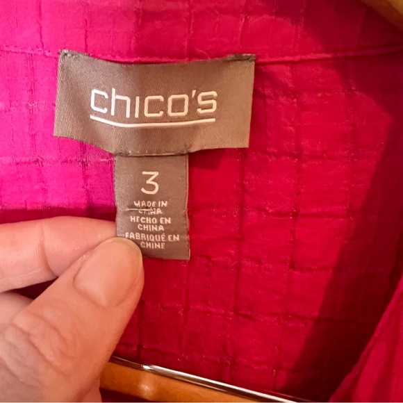 VINTAGE | Chicos hot pink lightweight textured blazer jacket - Picture 7 of 10